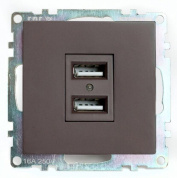 розетка двухместная usb stekker катрин шоколад gls10-7115-04 49027