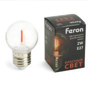 лампа светодиодная feron e27 2w красный прозрачная lb-383 48933