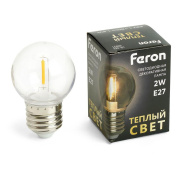 лампа светодиодная feron e27 2w 2700k прозрачная lb-383 48931
