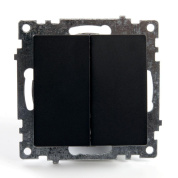 выключатель двухклавишный stekker катрин черный gls10-7104-05 39606