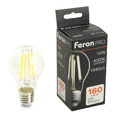 лампа светодиодная feron.pro lb-1112 шар e27 1940lm 12w 175-265v 4000k 48896