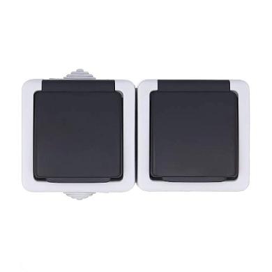 розетка lk studio двойная с з/к, ef602g, 16a (серый) 80008