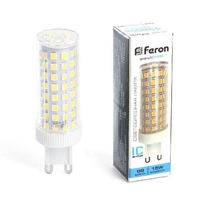 лампа светодиодная feron g9 15w 6400k прозрачная lb-437 38214