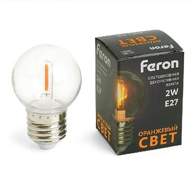 лампа светодиодная feron e27 2w оранжевый прозрачная lb-383 48932