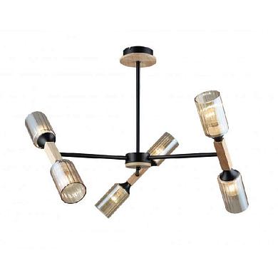 подвесная люстра imex md.5495-6-s-bk+wood