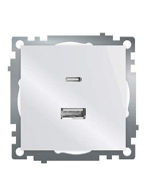 розетка usb 2-местная + type c (механизм), stekker gls10-7116-01, 250в, 3а, max 20w, серия катрин, белый 50051