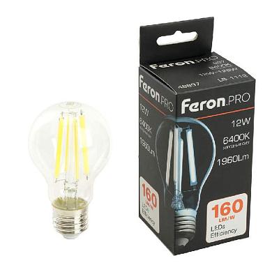 лампа светодиодная feron.pro lb-1112 шар e27 1960lm 12w 175-265v 6400k 48897
