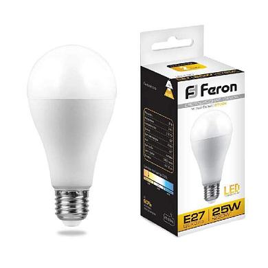 лампа светодиодная feron e27 25w 2700k шар матовая lb-100 25790