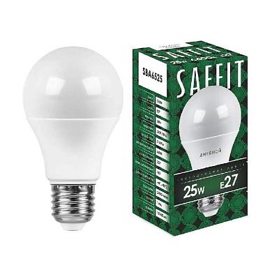 лампа светодиодная saffit e27 25w 6400k шар матовая sba6525 55089