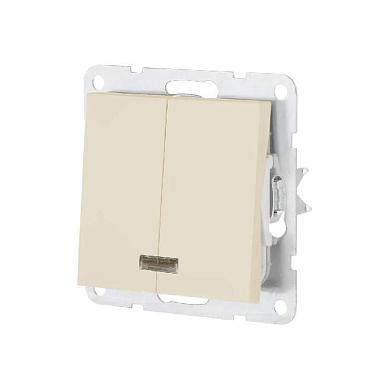 выключатель двухклавишный lk studio lk80 c подсветкой бежевый матовый 841202-1