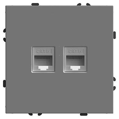 розетка компьютерная 2-местная rj-45 (механизм), stekker, серия эмили, rst00-5111-10, платиново-серый, soft touch 49952