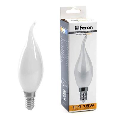 лампа светодиодная feron e14 15w 2700k свеча на ветру матовая 38260