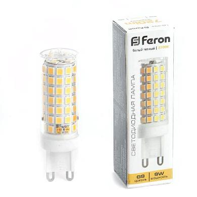 лампа светодиодная feron g9 9w 2700k прозрачная lb-434 38146