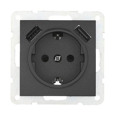 розетка lk studio с з/к + 2хusb разъема, 2а (черный бархат) lk60 868008-1