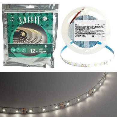 светодиодная лента saffit 6w/m 60led/m 2835smd дневной белый 5м sst01 55238