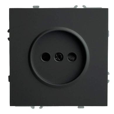 розетка 1-местная с защитной шторкой (механизм), stekker,  б/з, 250в, 16а, серия эмили, rst16-5109-05, черный уголь, soft touch 49850