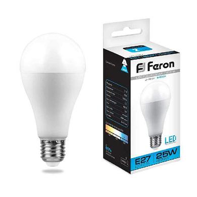 лампа светодиодная feron e27 25w 6400k шар матовая lb-100 25792