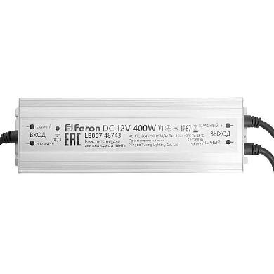 блок питания feron lb007 12v 400w ip67 33,3a 48743