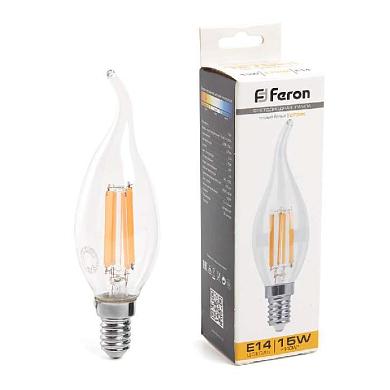 лампа светодиодная feron e14 15w 2700k свеча на ветру матовая 38261