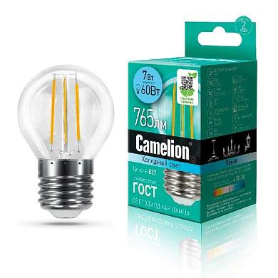 лампа светодиодная camelion e27 7w 4500k led7-g45-fl/845/e27 13459