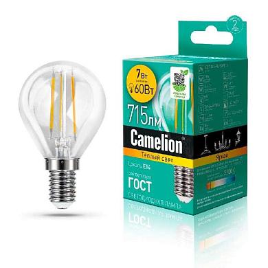 лампа светодиодная camelion e14 7w 3000k led7-g45-fl/830/e14 13456